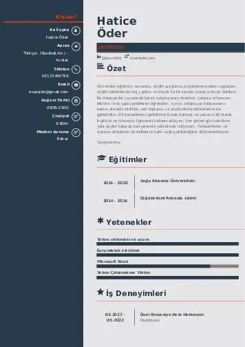 Beslenme Uzmanı Diyetisyen CV Örnekleri cv indir
